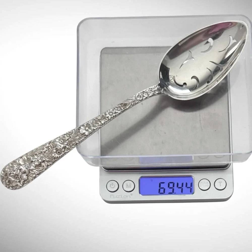 Kirk Repoussé Sterling Pierced Serving Spoon 8⅜